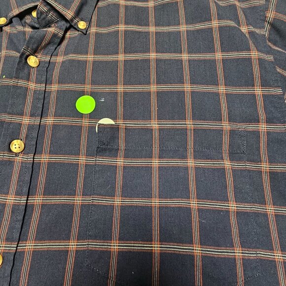Cherokee Mens Short Sleeve Button-Up Blue Navy Plaid Shirt L - Picture 4 of 7
